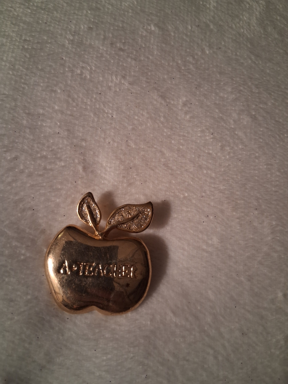 Gold Apple 'Best Teacher' Pin Brooch